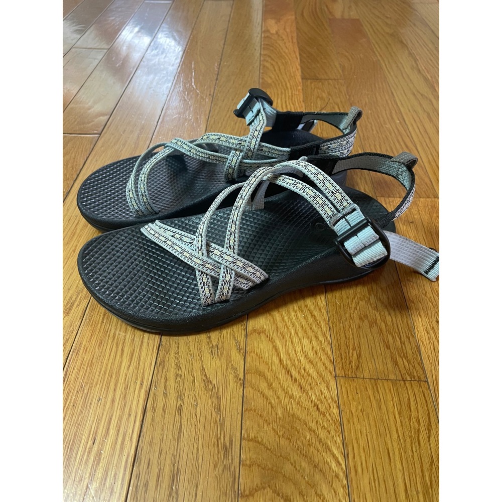 Chaco Z1 Ecotread Kids Sandals Light Blue Grey Strappy Hiking Shoes Size 4